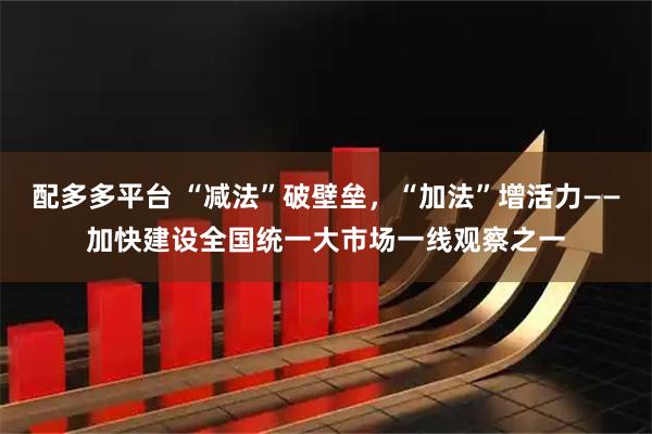 配多多平台 “减法”破壁垒,“加法”增活力——加快建设全国统一大市场一线观察之一